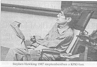 Stephen Hawking 1987 szeptemberben a KFKI-ban.