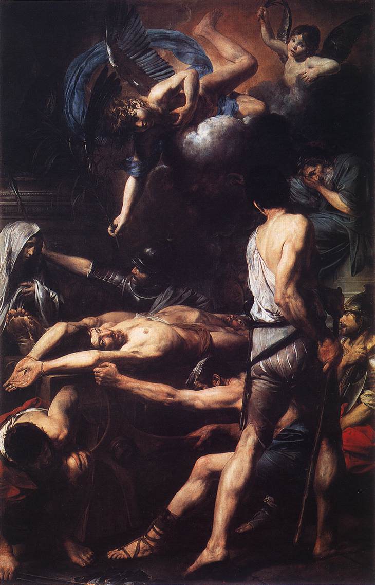 Valentin de Boulogne (1591-1632): De hellige Processus' og Martinians martyrium (1629), Pinacoteca, Vatikanet